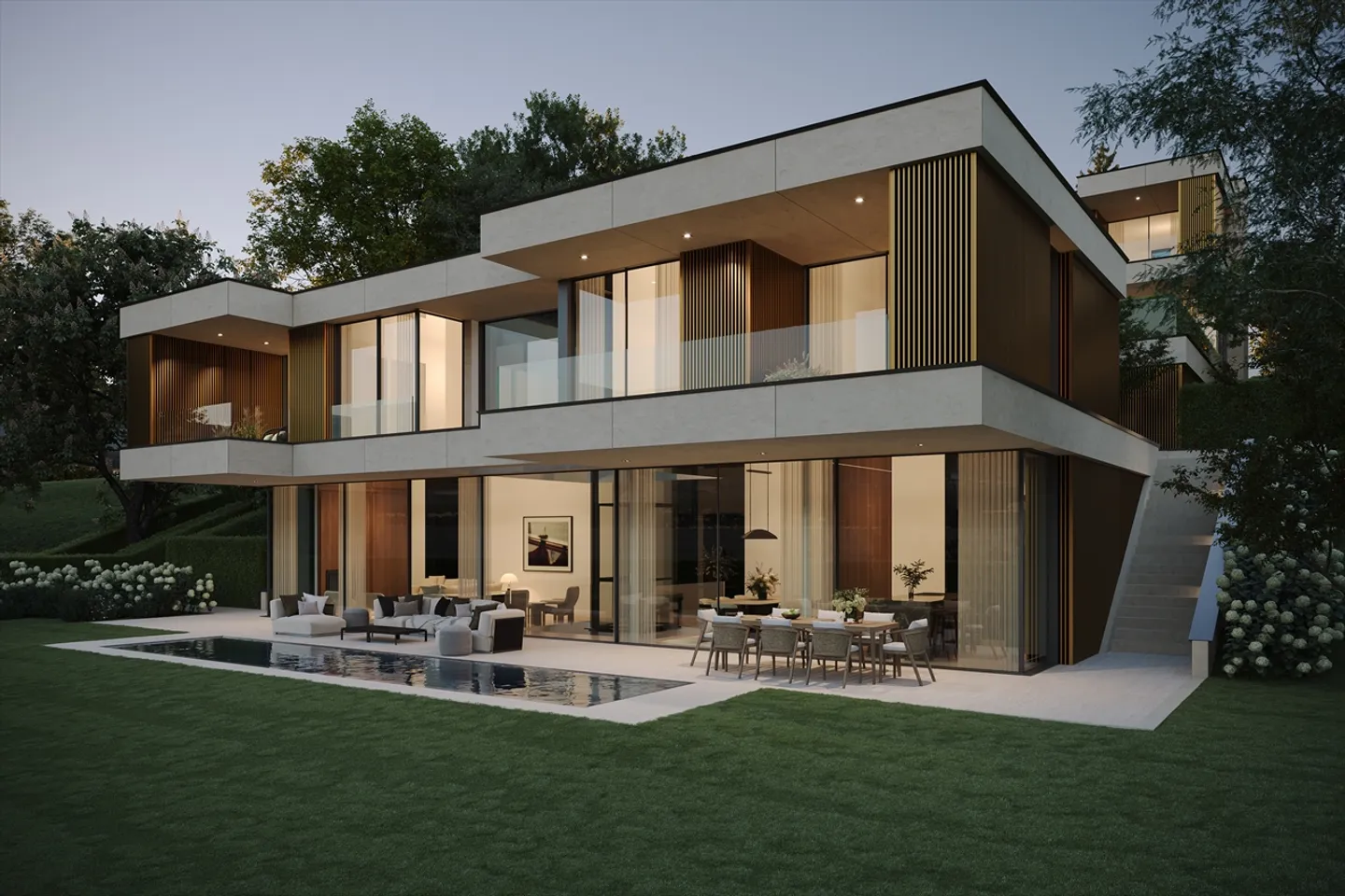 Villas Panorama | Cologny: 2 außergewöhnliche Einfamilienhäuser mit Blick auf den See - Foto 1 von 13