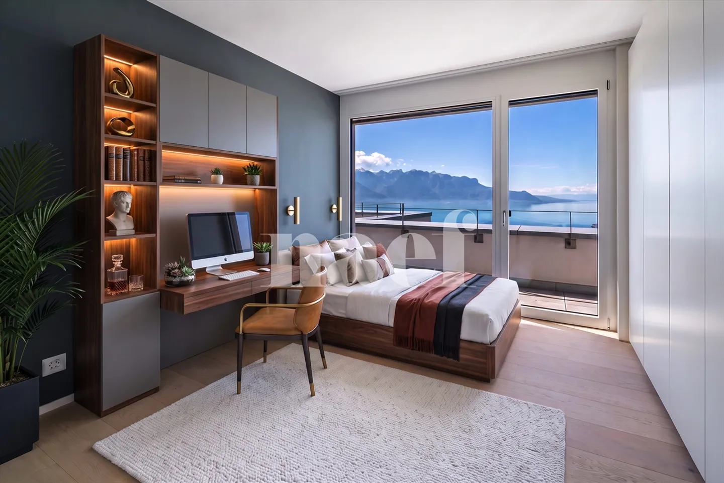 Penthouse apartment with 4.5 rooms, terrace, and magnificent view of Lake Geneva for sale in the heights of Montreux - Photo 9 of 13