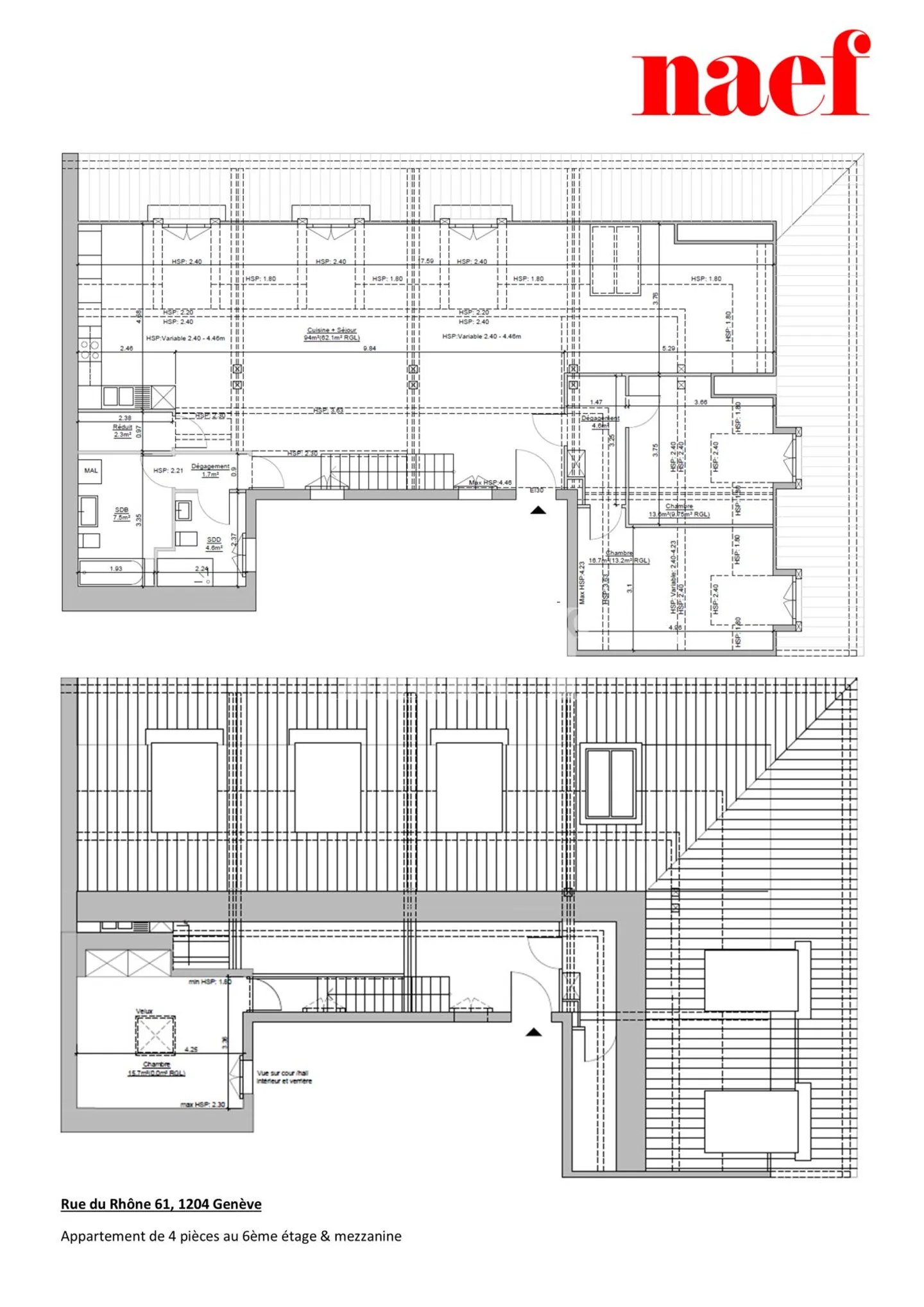 Im Herzen von Genf, schöne Wohnung mit französischem Balkon und atemberaubendem Blick auf den See - Foto 5 von 5