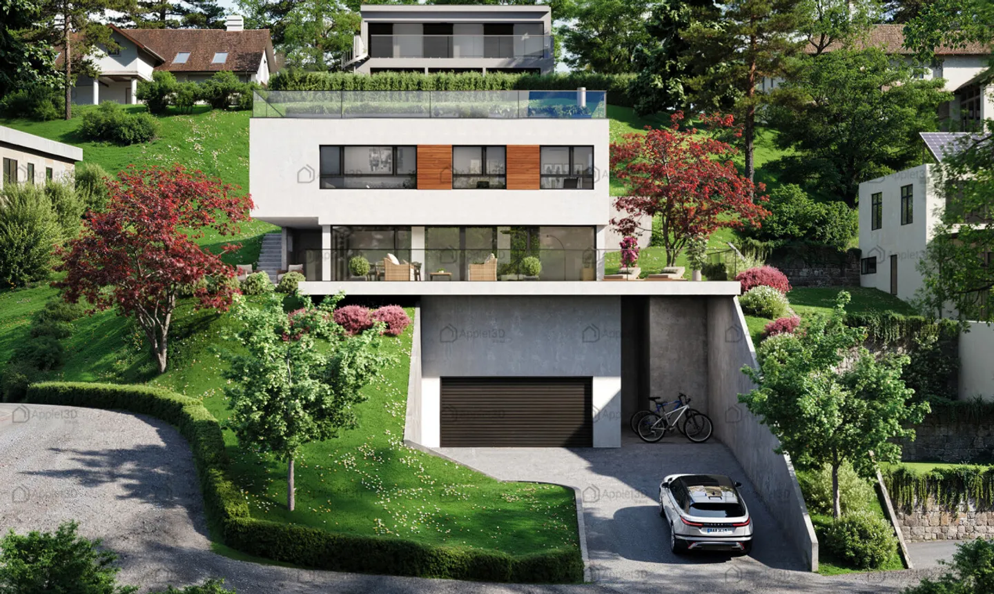 Villa architettonica con vista panoramica sul lago e sulle montagne - Foto 3 di 13