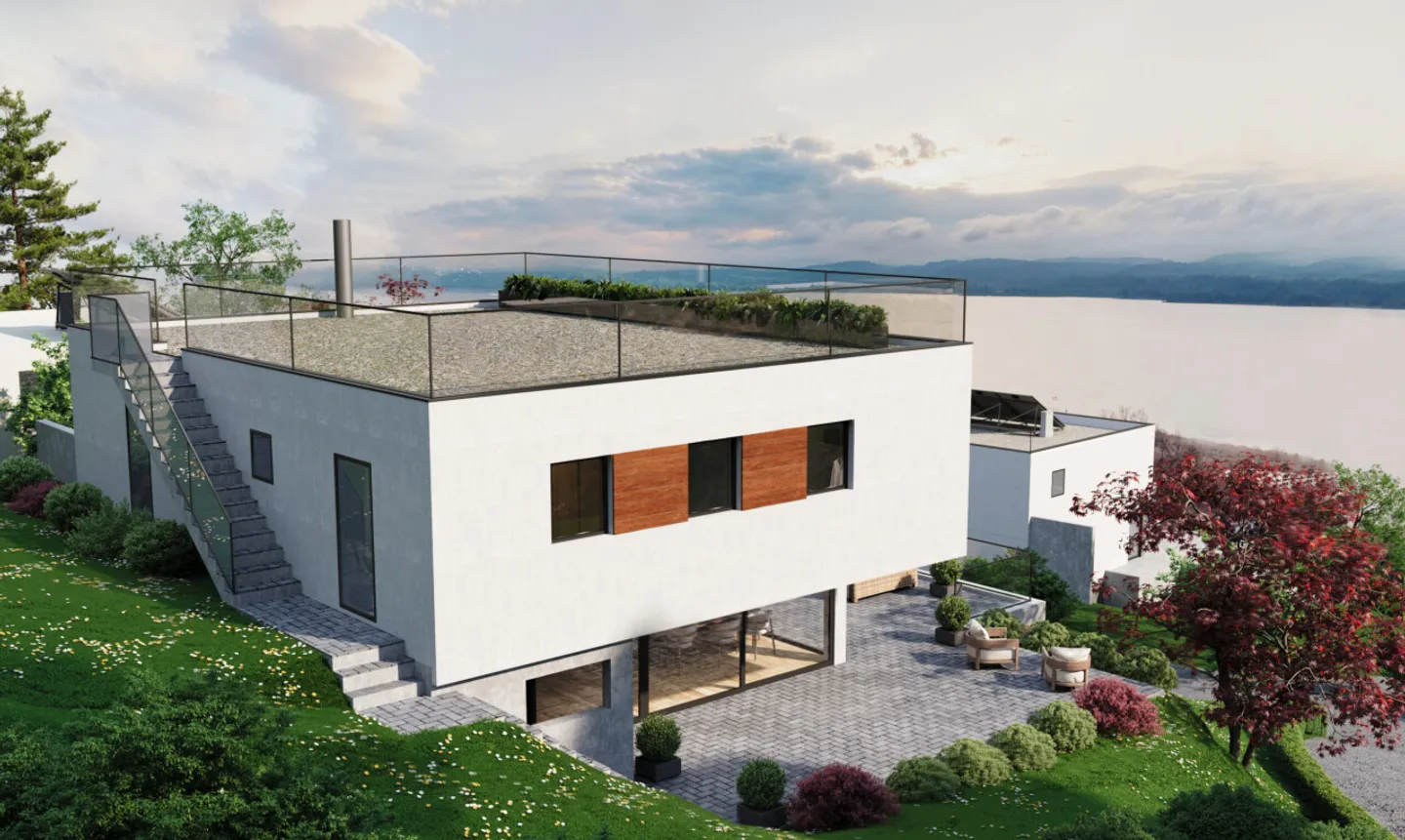 Villa architettonica con vista panoramica sul lago e sulle montagne - Foto 2 di 13