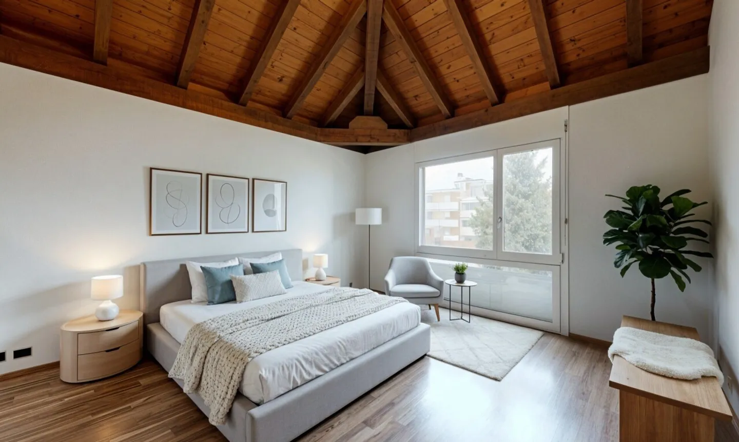 St-Blaise: Grand 5p au dernier étage avec vue sur le lac - Photo 7 of 13