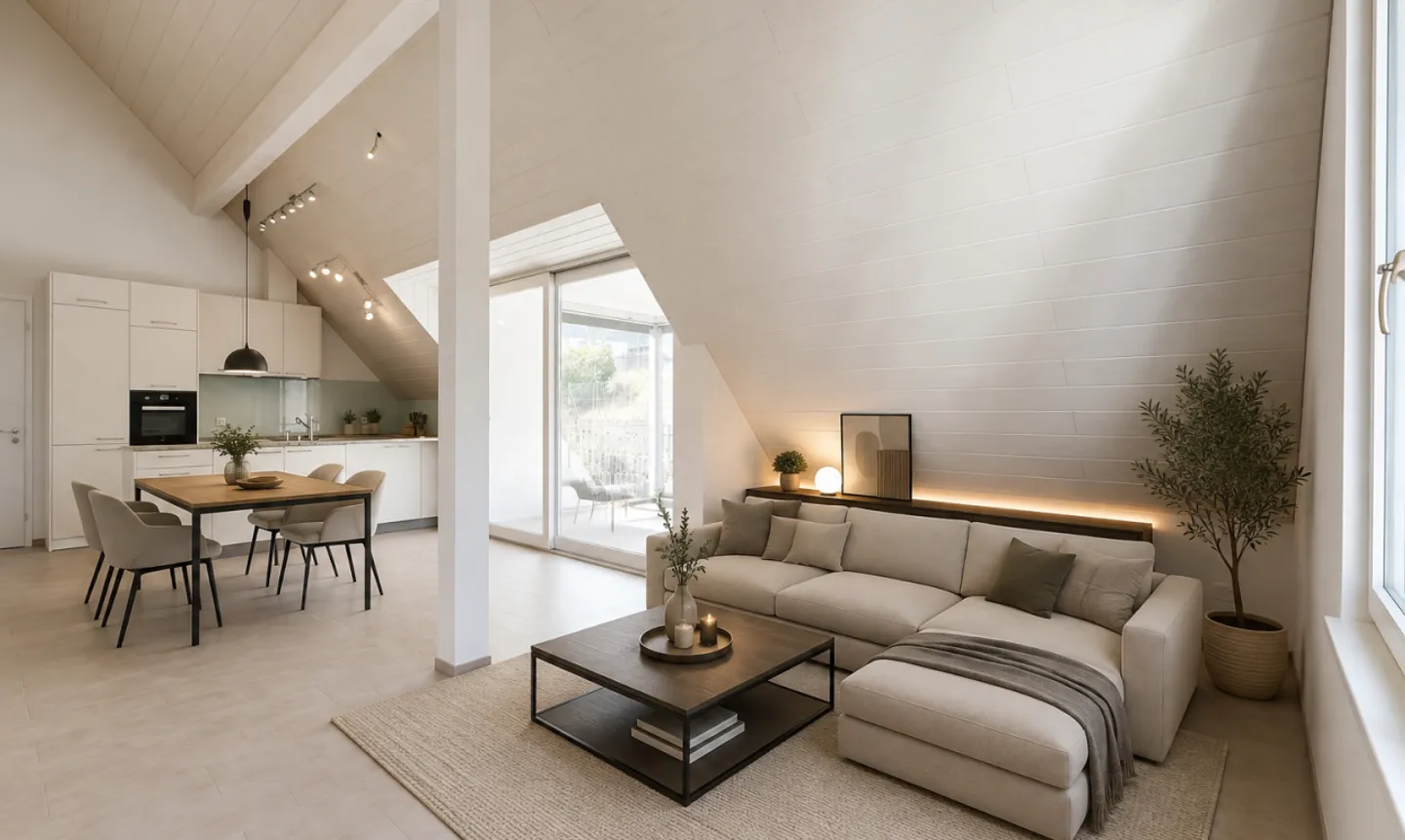 Appartement sous les toits moderne de 4,5 pièces dans un emplacement central mais calme - Photo 1 sur 11