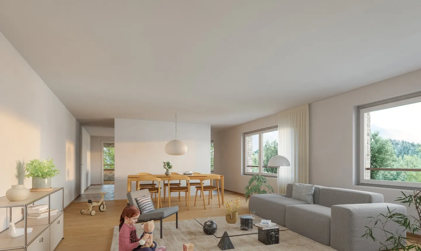 4,5-Zimmer-Wohnung mit geschützter Loggia zur Waldseite - Foto 2 von 6