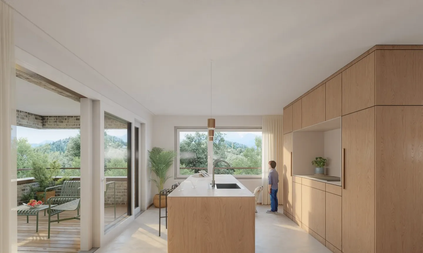 4,5-Zimmer-Wohnung mit geschützter Loggia zur Waldseite - Foto 4 von 6