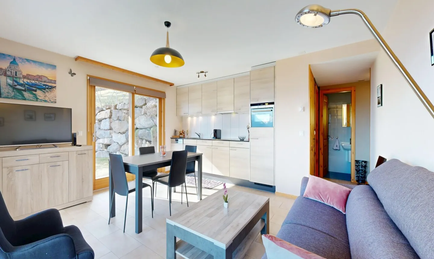 Luminoso appartamento di 2.5 locali con terrazza di fronte alle Dents du Midi - Leysin - Foto 4 di 11