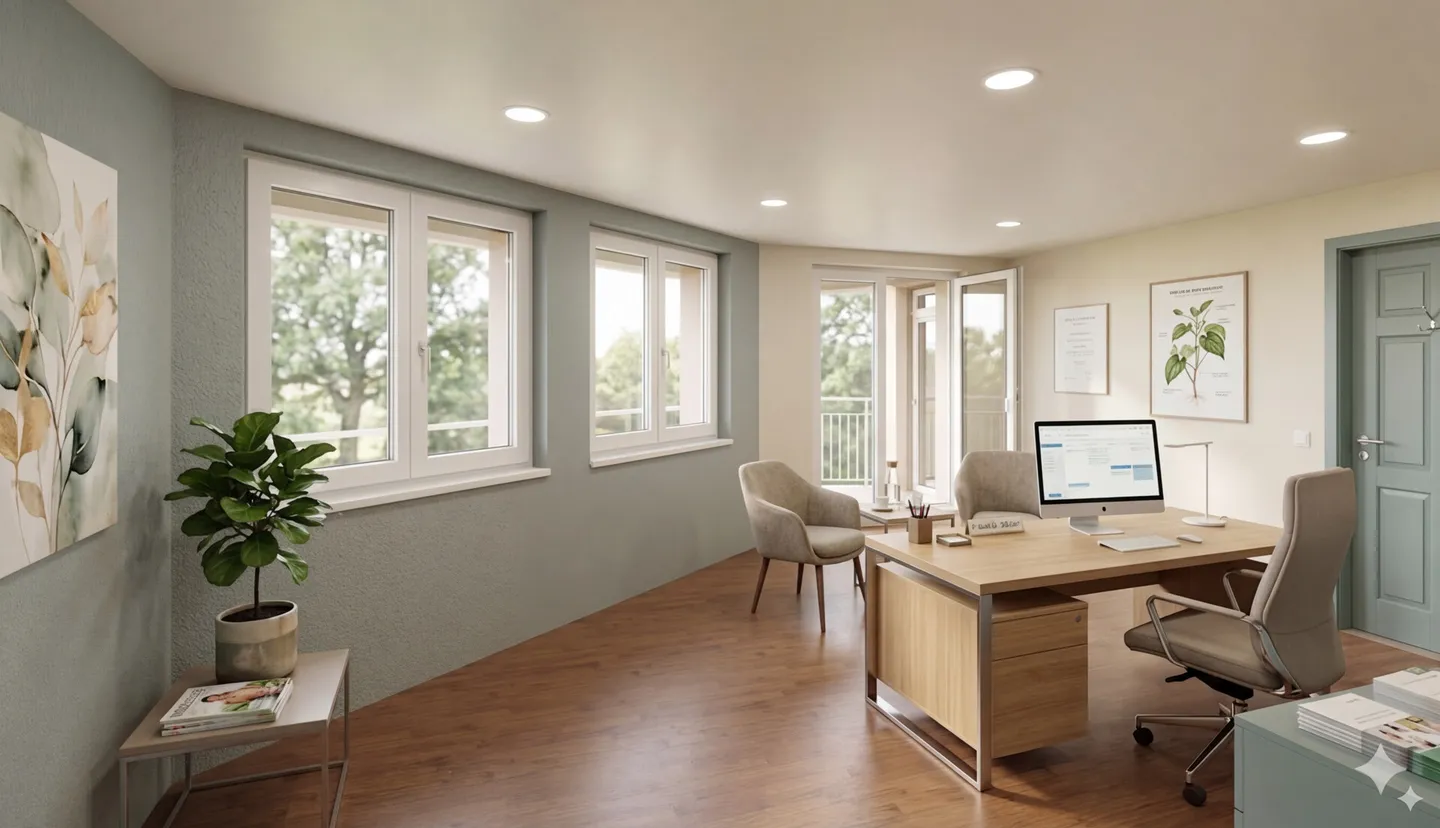 Espace de pratique avec grand balcon dans un nouveau bâtiment moderne - Photo 1 sur 6