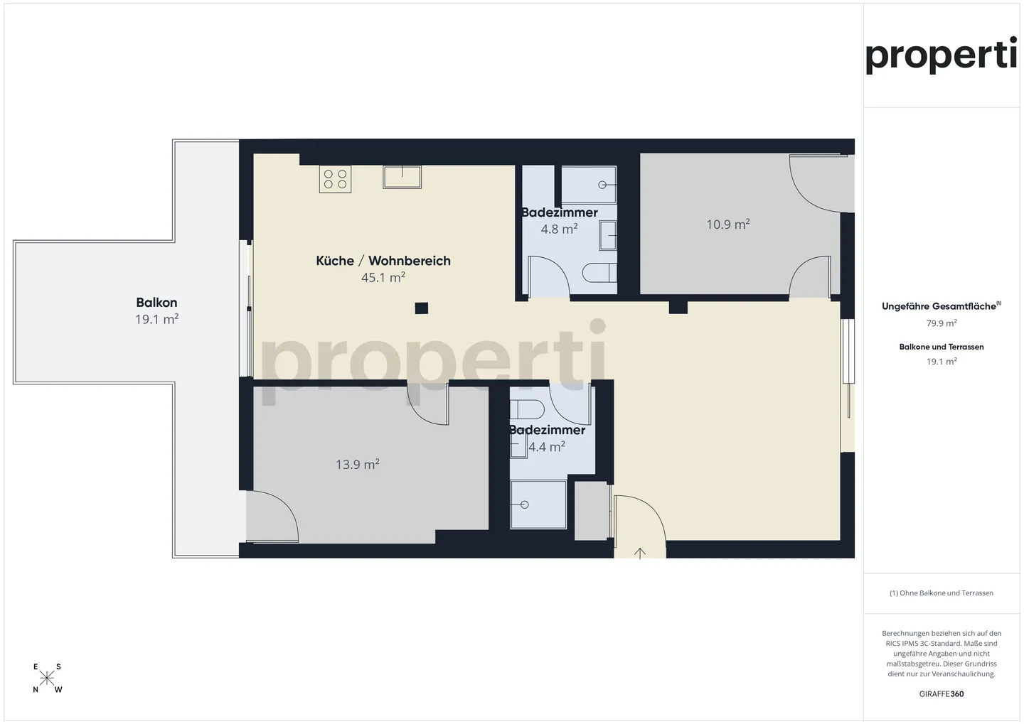 Modernes Apartment mit Balkon - Foto 10 von 11