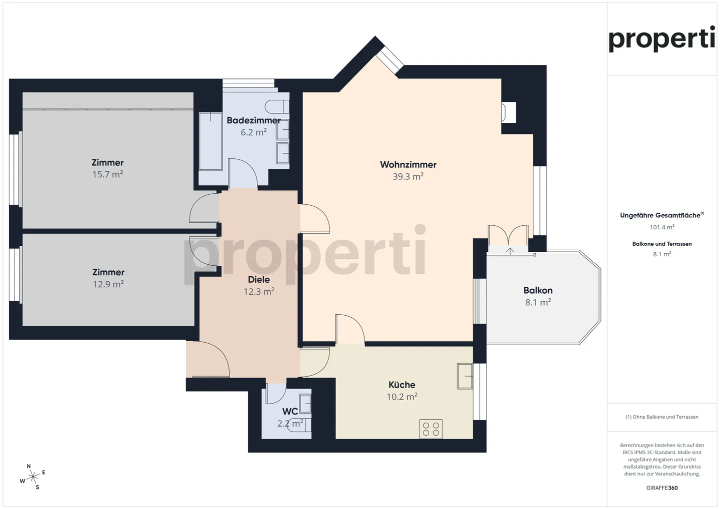 Helle 3.5-Zimmer-Wohnung mit Seeblick - Foto 10 von 11