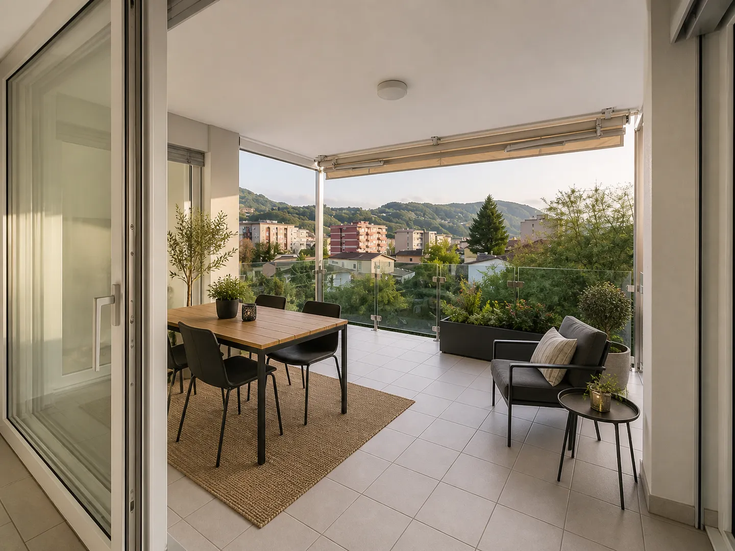 Elegante 4,5-Zimmer-Wohnung mit Panoramablick und doppelter Terrasse in Agno - Foto 4 von 13