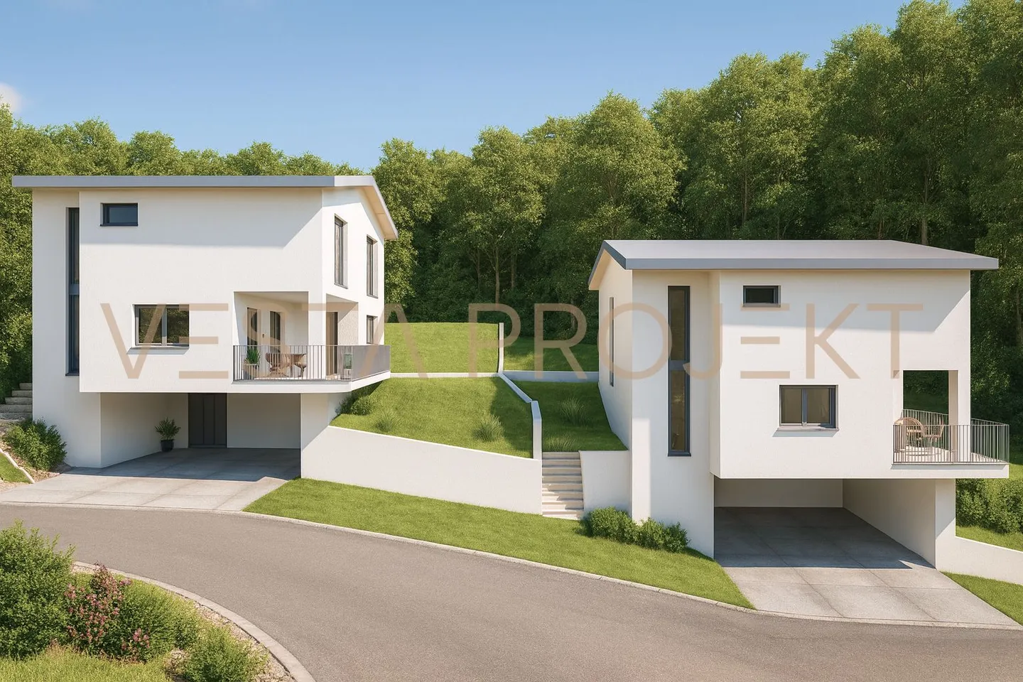 Projet de construction approuvé pour deux villas unifamiliales modernes avec standard Minergie et vue panoramique - Photo 4 sur 7
