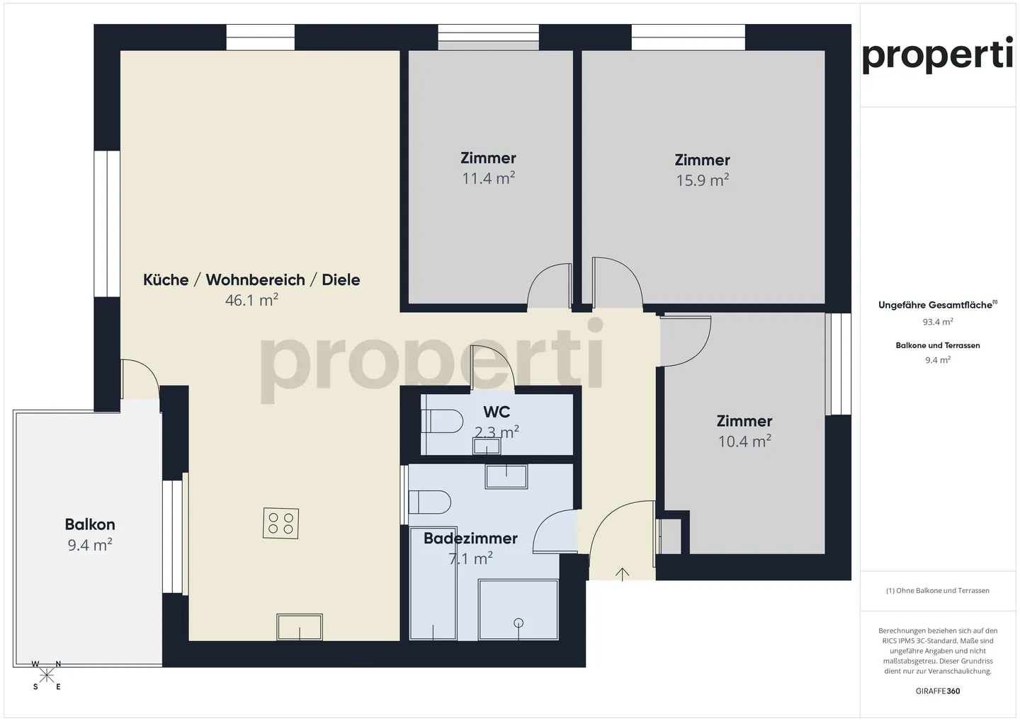 Completely renovated, light-flooded &amp; quietly located stylish 4.5-room apartment - Photo 12 of 13