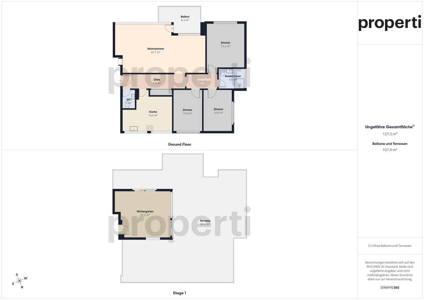 Terrazza privata di 120 m² con padiglione vetrato, camino, balcone sud e posto auto sotterraneo! - Foto 12 di 13