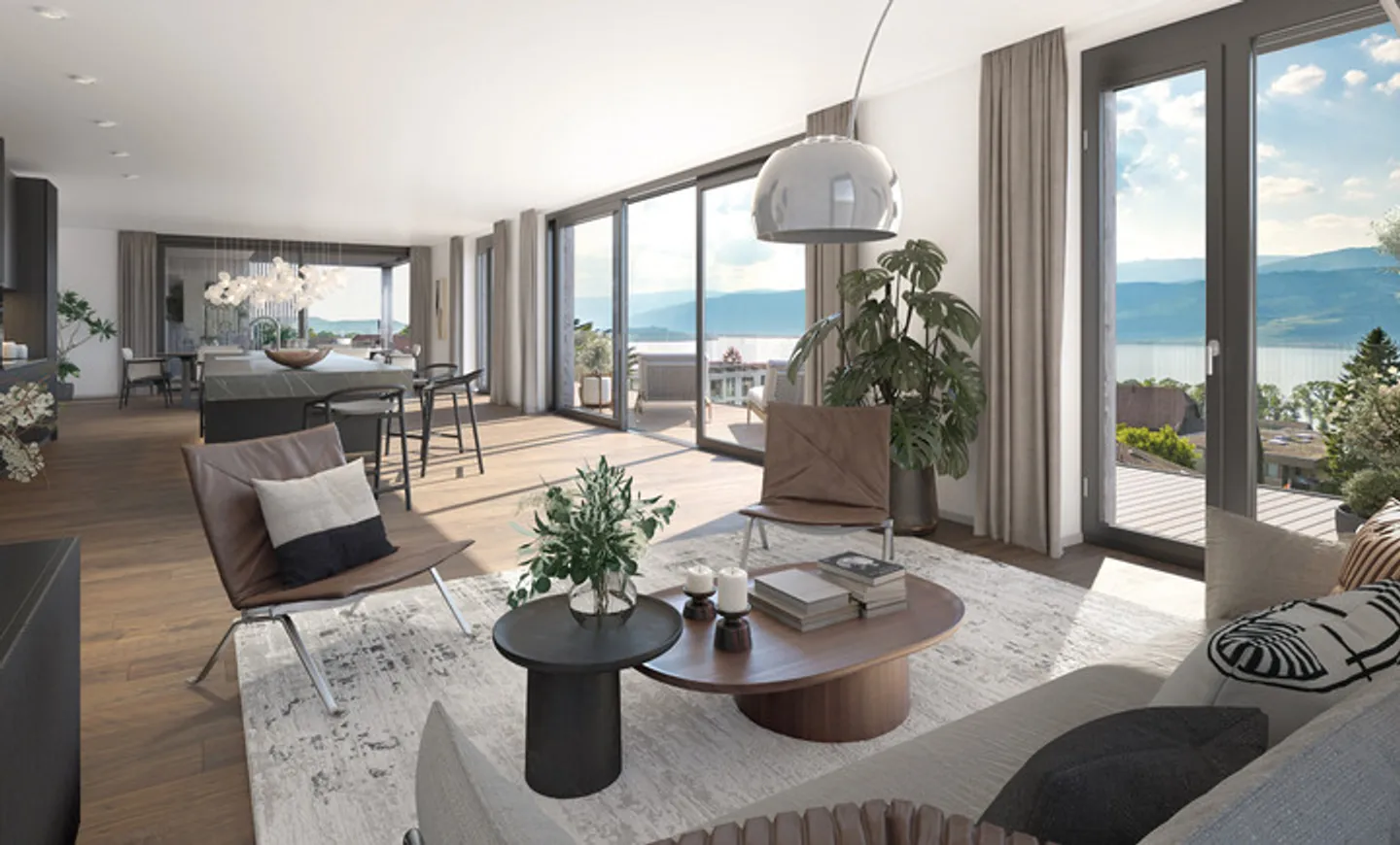 Gioiello architettonico con vista sul lago: lussuoso appartamento con giardino di 4,5 stanze a Gerolfingen - Foto 2 di 8