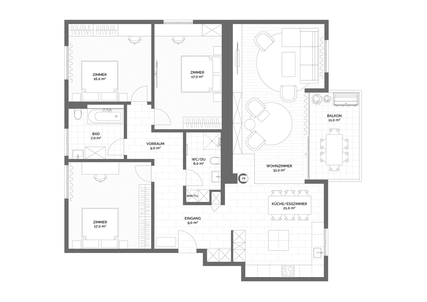 Geräumige Wohnung in Niederglatt - Foto 8 von 9
