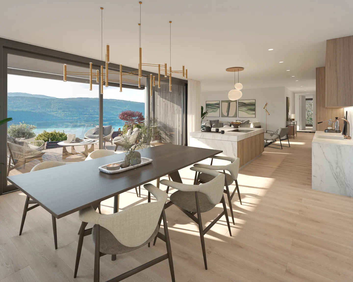 Architectural Masterpiece: 5.5 Room Garden Apartment with Stunning Lake and Mountain Views in Gerolfingen - Photo 4 of 8