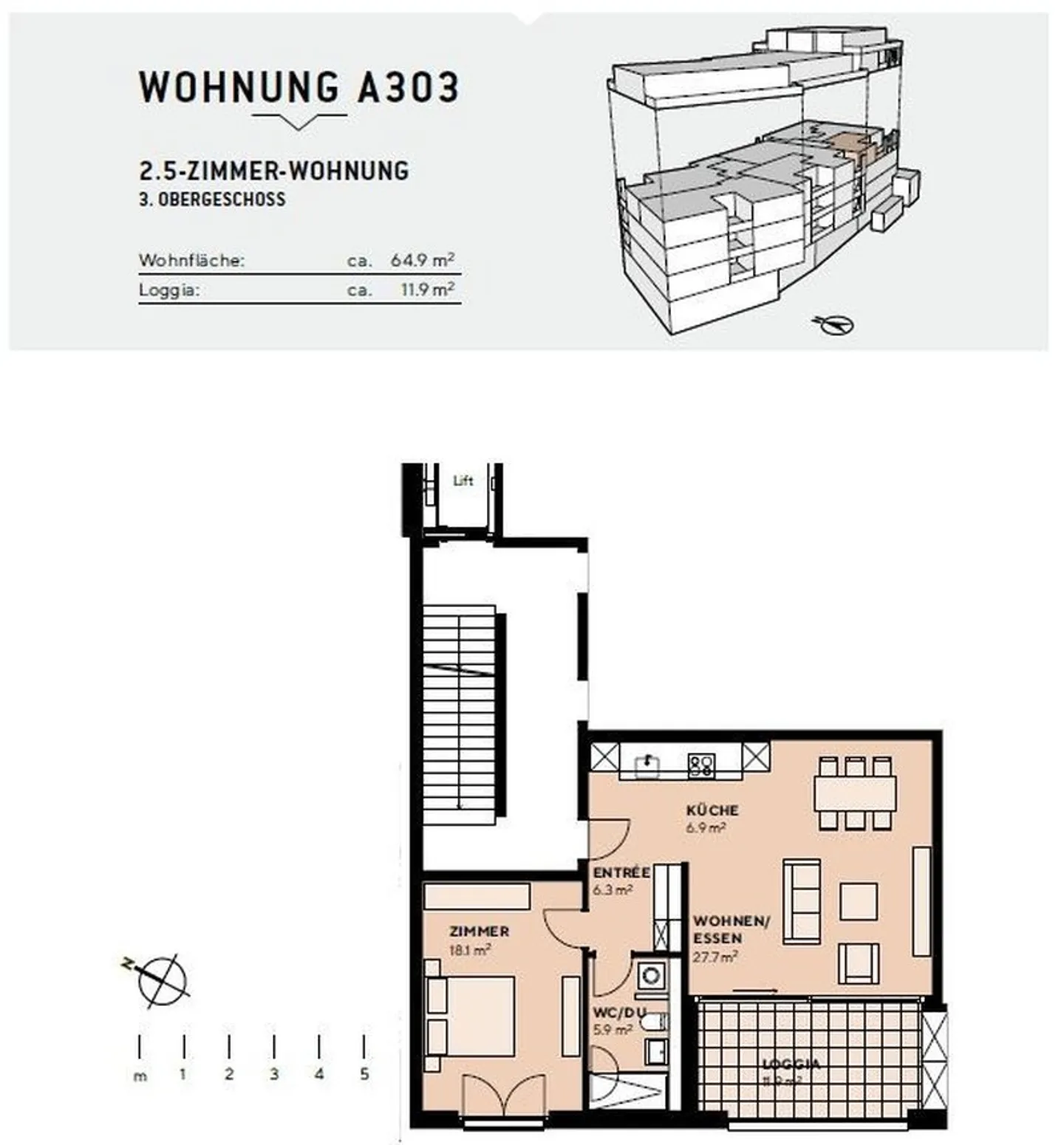 2.5 Zimmerwohnung 3. OG rechts - Foto 1 di 8