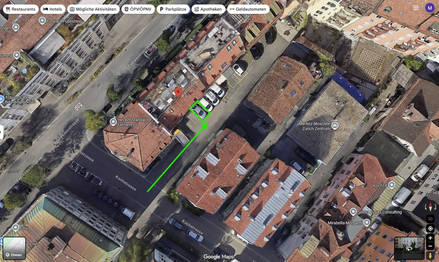 24/7 accessible outdoor parking space in a central location in Zurich - Photo 2 of 3
