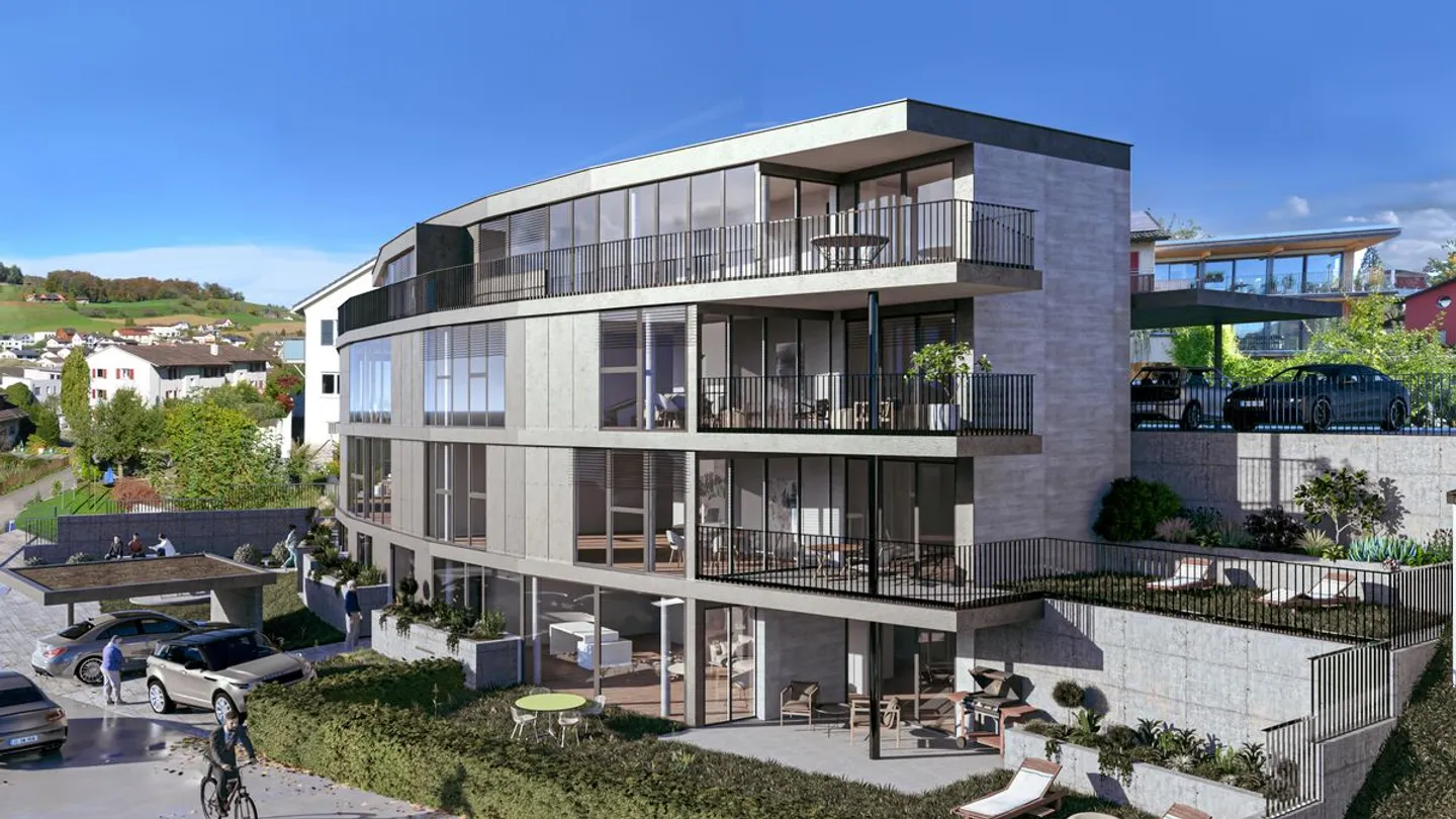 Baubewilligt und kurz vor Realisierung: Moderne Dachwohnung mit Lift, grossem Balkon und Carport - Foto 4 von 5