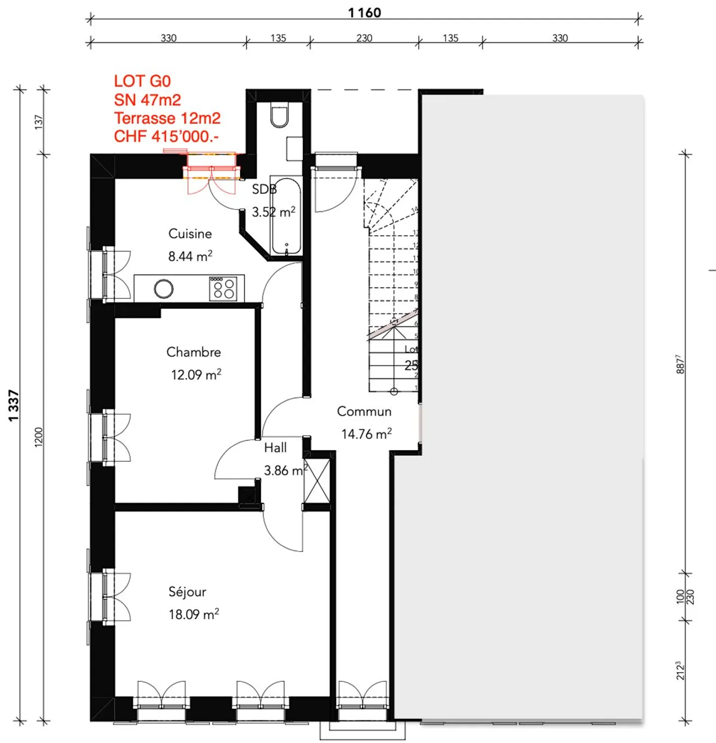 Vente sur plans - Appartements de 2,5 et 3,5 pièces à Broc - Photo 4 sur 8