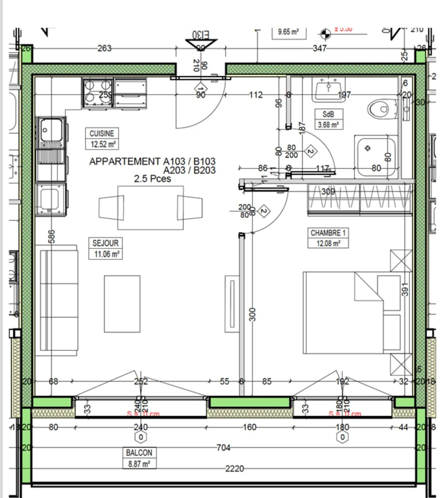 Appartement lumineux 2,5 pcs - Photo 8 sur 8
