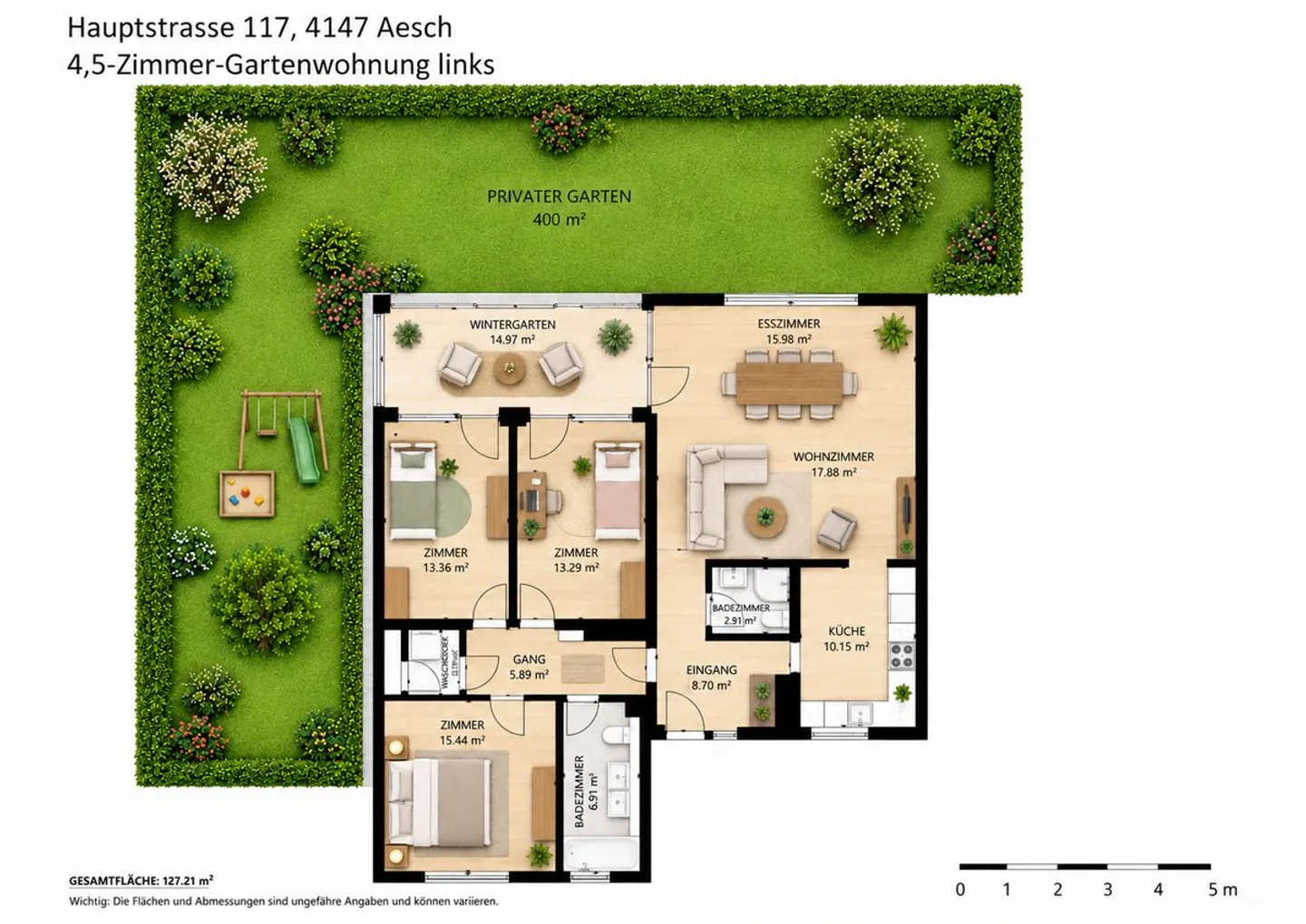 Exclusive 4.5-room garden apartment with 400 m² private garden in Aesch - Photo 10 of 10