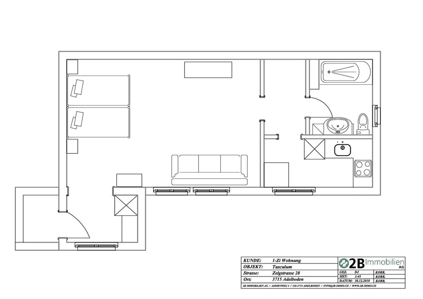 Möblierte 1-Zimmer-Wohnung im Zentrum von Adelboden - Foto 7 von 7