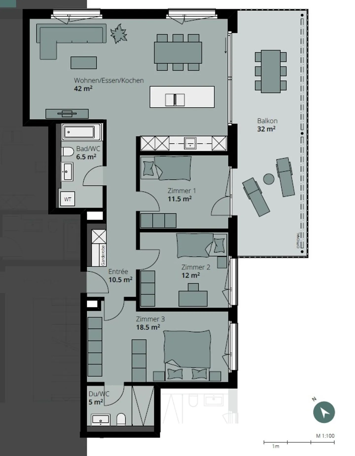 4.5-Zimmer-Neubauwohnung mit Seesicht und grossem Balkon in Güttingen - Photo 3 sur 7
