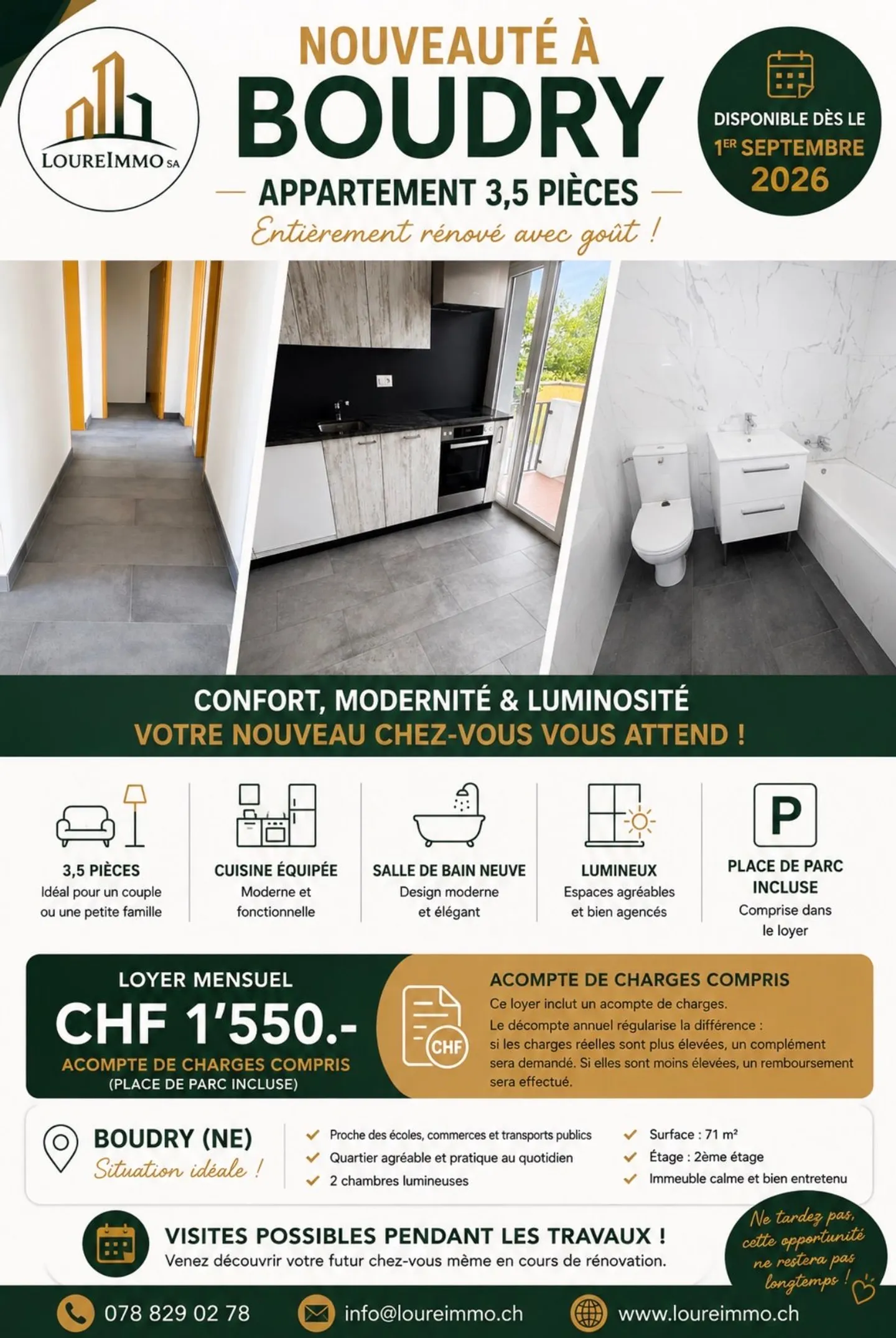 Appartamento 3.5 locali in affitto a Boudry Disponibile dal 1° settembre - Foto 1 di 6