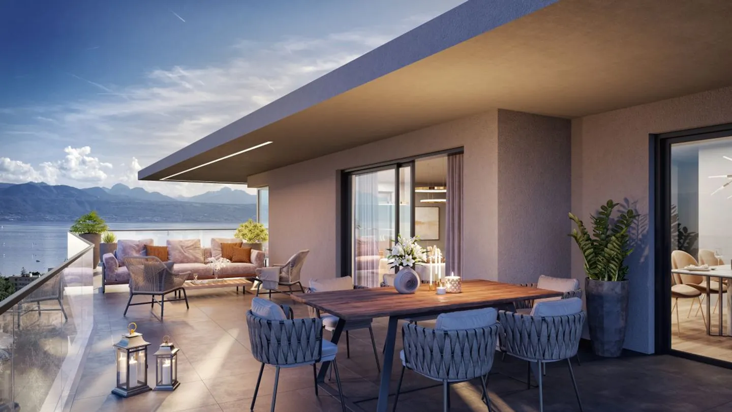 PULLY - PROMOTION EN COURS DE CHANTIER - APPARTEMENT(B.11/REZ SUP) VUE LAC ET LES ALPES - Photo 4 sur 4