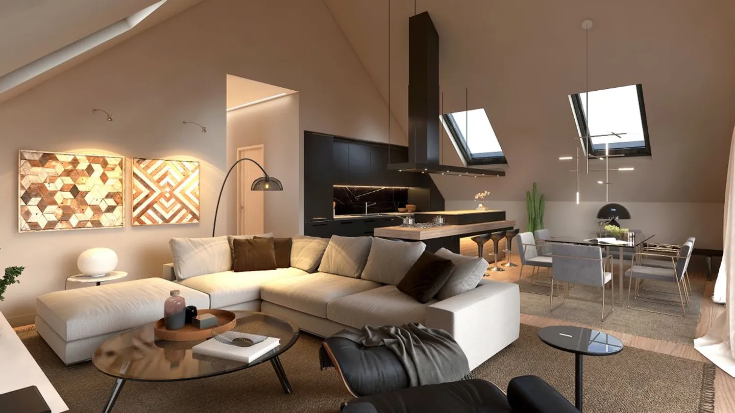 Splendide attique de 5.5 pièces avec grande hauteur sous plafonds et balcons - Foto 2 di 4