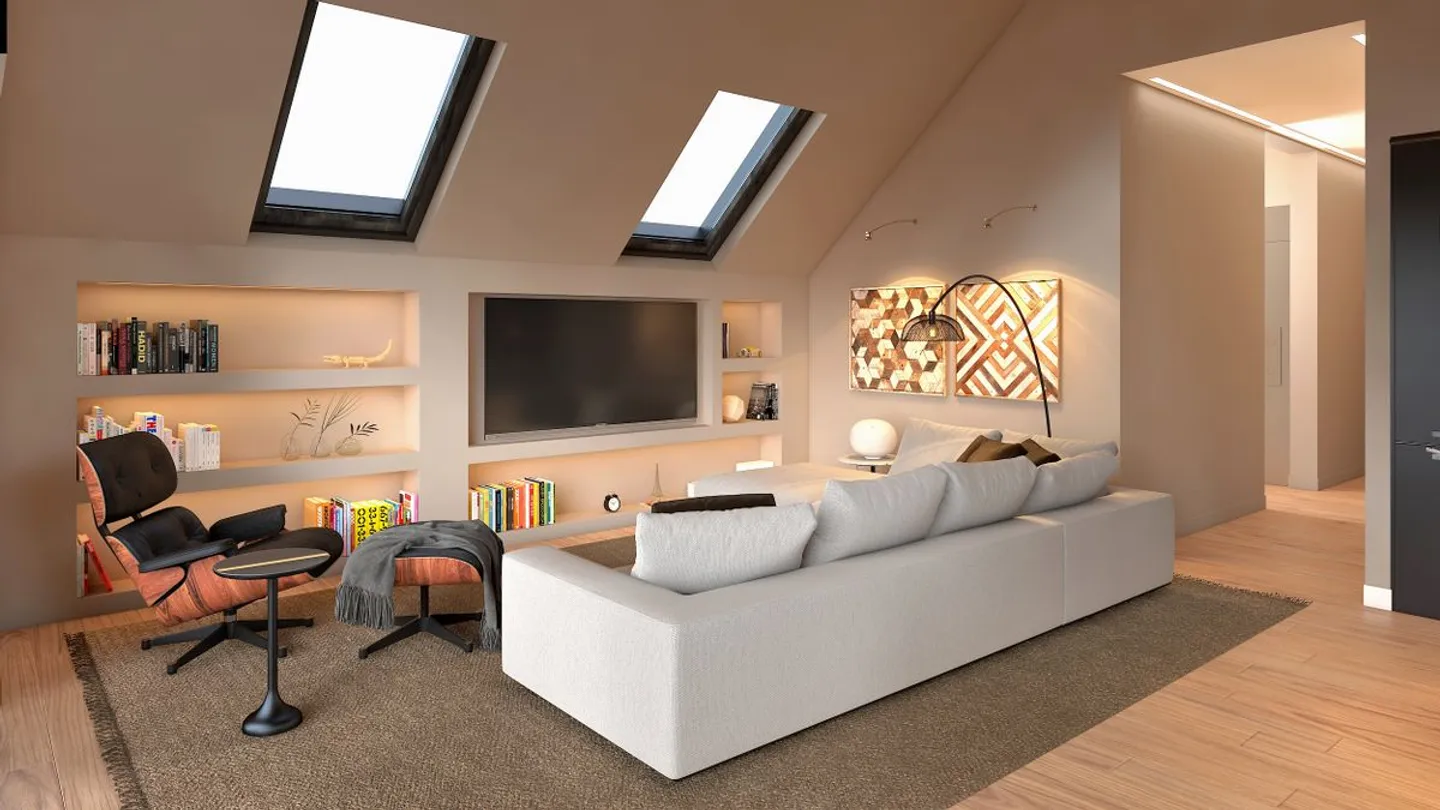 Splendide attique de 5.5 pièces avec grande hauteur sous plafonds et balcons - Foto 3 di 4