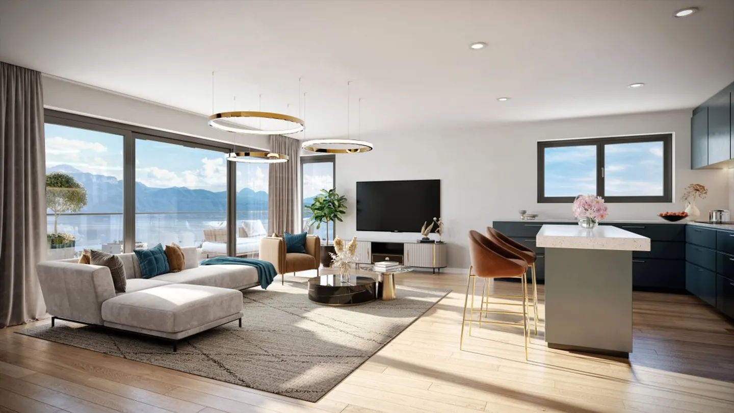 PULLY - PROMOTION EN COURS DE CHANTIER - APPARTEMENT(B.11/REZ SUP) VUE LAC ET LES ALPES - Photo 3 sur 4