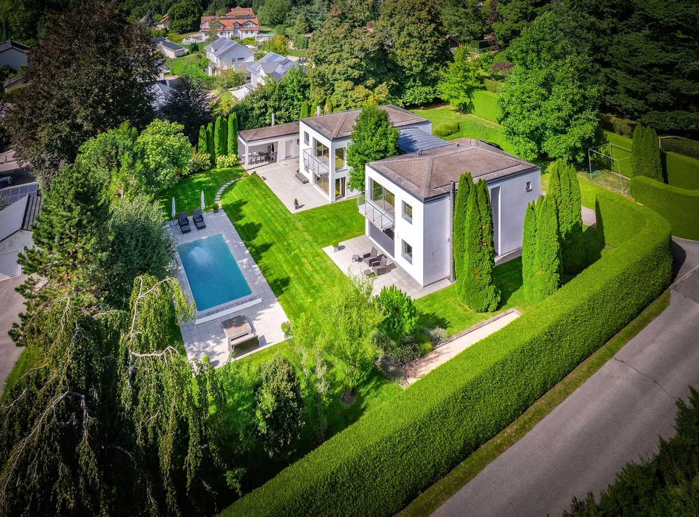 Villa architettonica contemporanea con piscina in un contesto verde - Foto 2 di 8