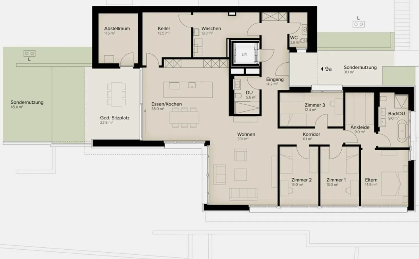 Traumhafte Fernsicht auf Alpstein mit Säntis und Churfirsten - 5.5-Zi.-Terrassenhaus - Photo 13 sur 13