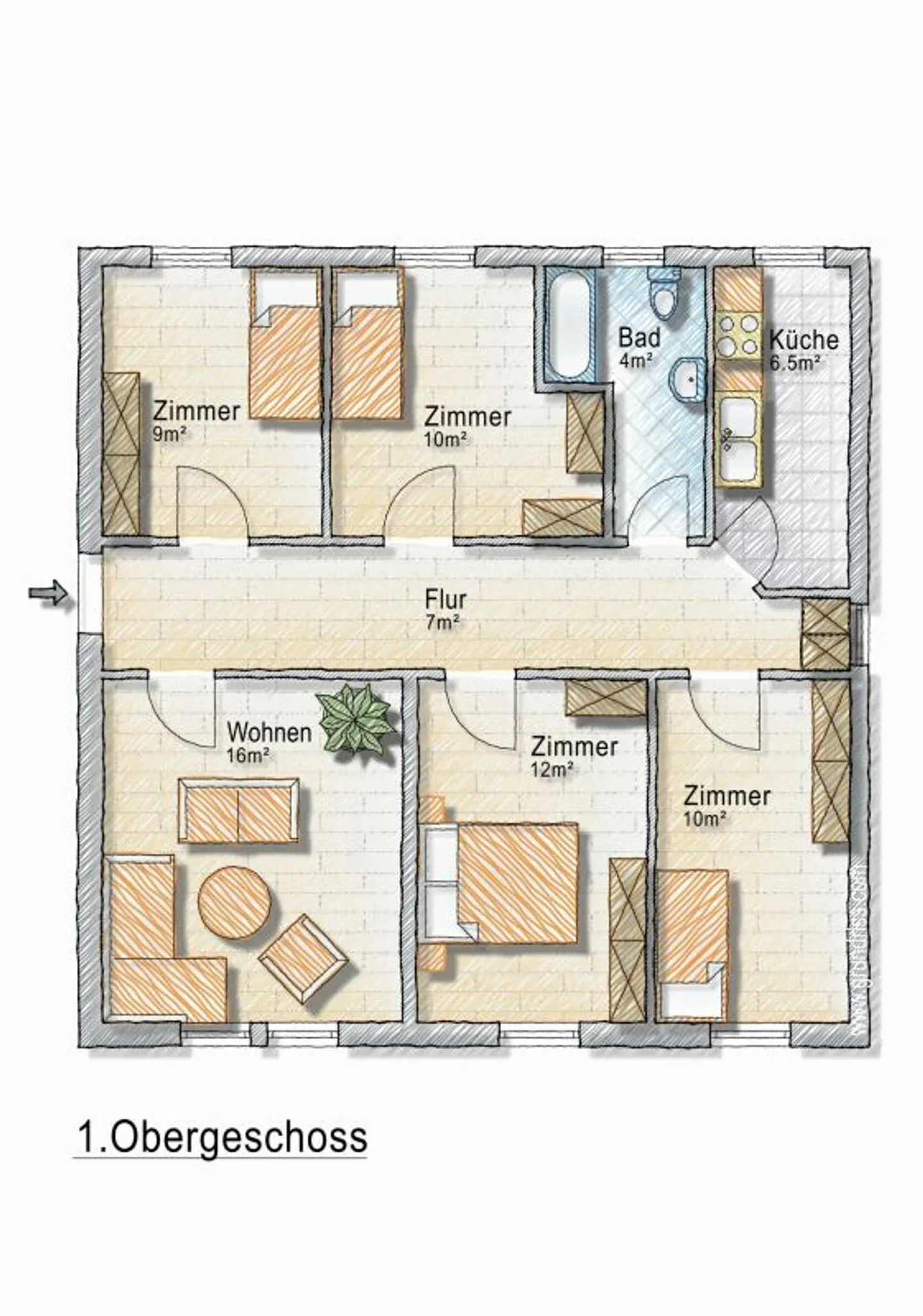 Helle 4-Zimmer Dachwohnung im 3. OG in Zentrumsnähe von St. Gallen - Photo 10 of 10