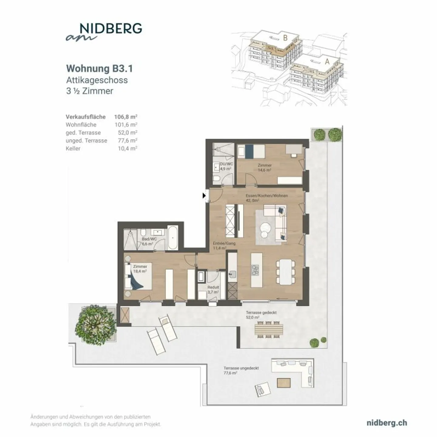 Modernes Attikawohnung in Mels - Foto 6 von 6