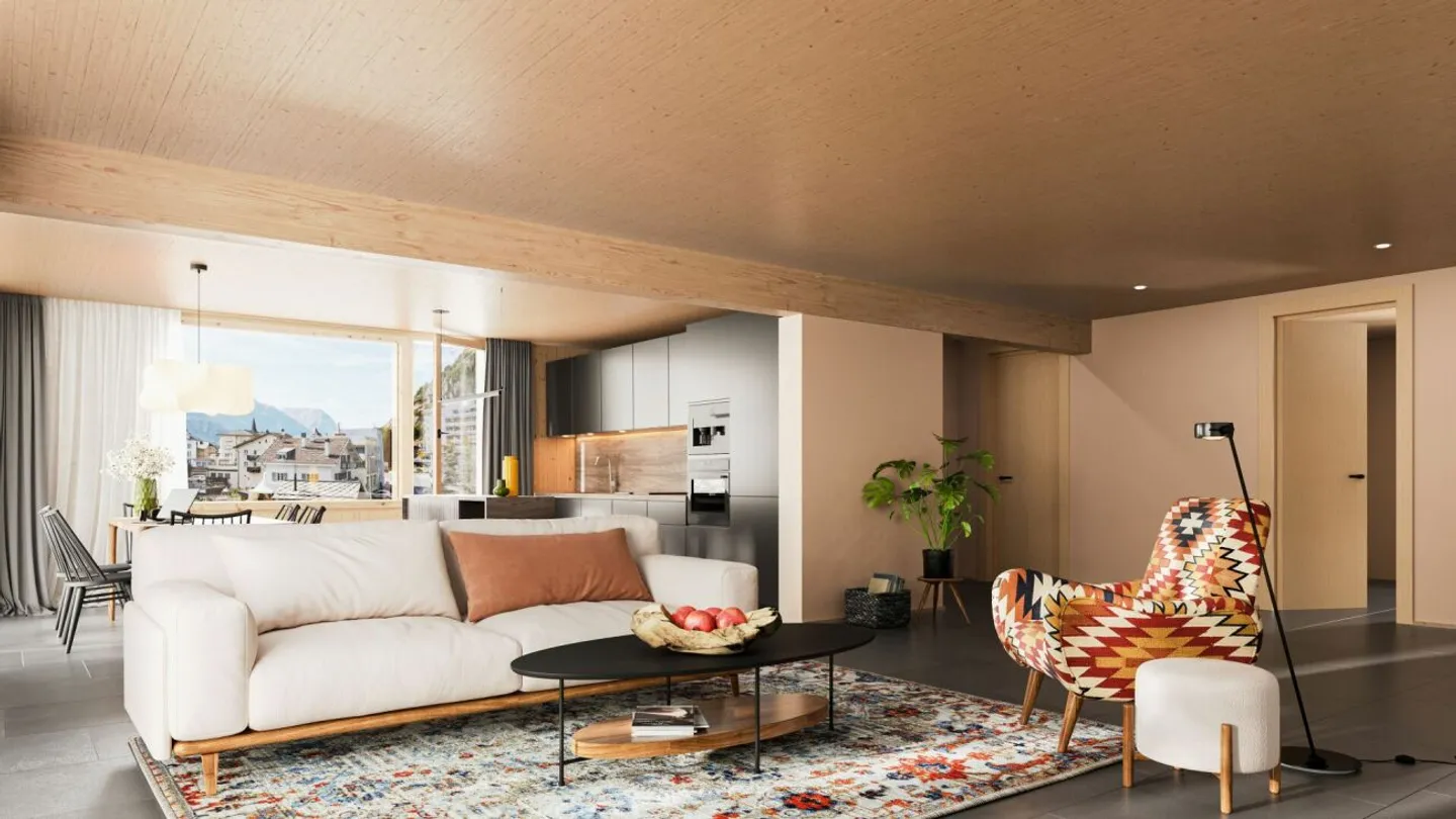 Aussergewöhnliche 5.5-Zimmer Attikawohnung in Steg - Photo 5 sur 8