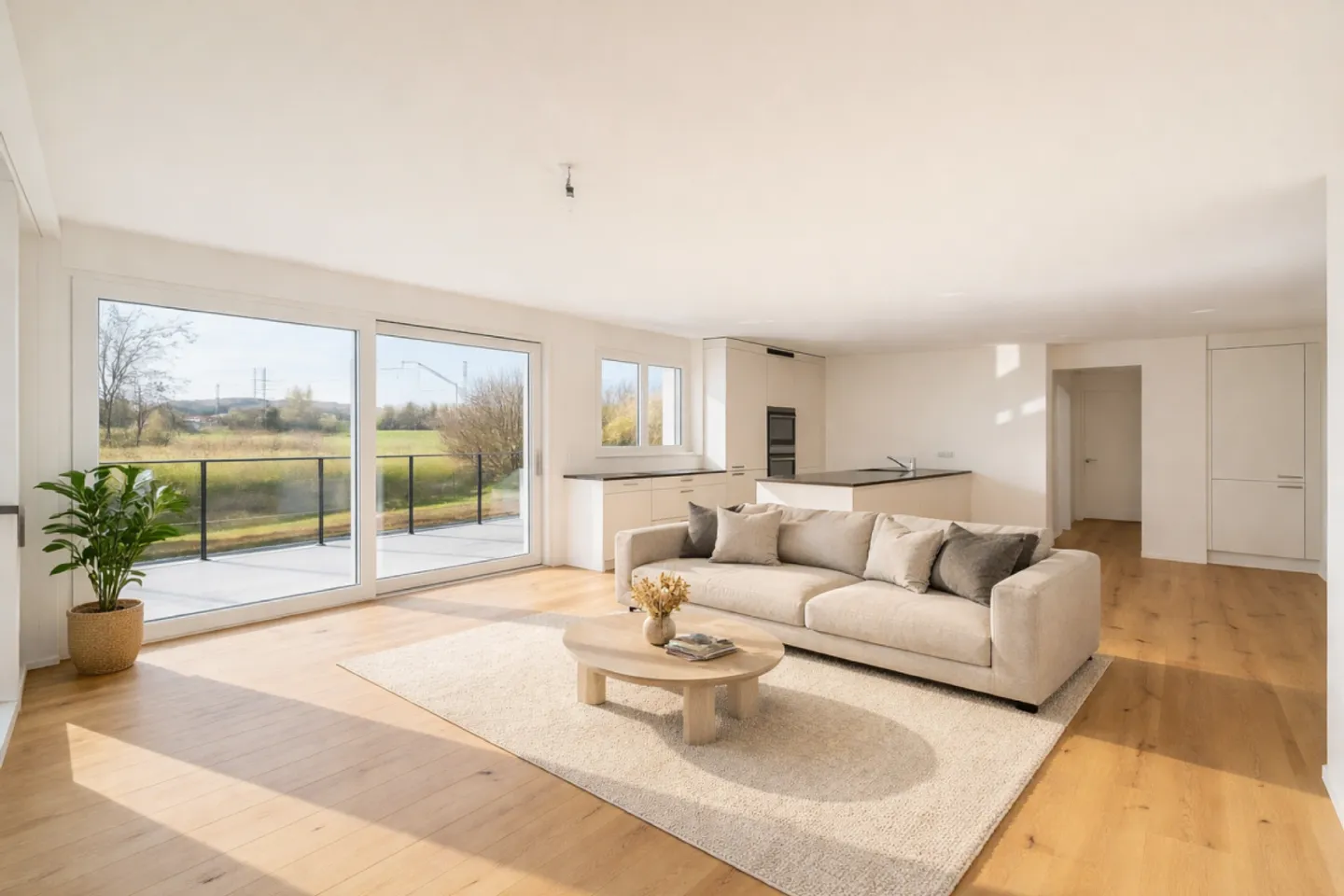 Modern 3.5-room new apartment with stylish LED ambient lighting and sunny balcony - Photo 1 of 9