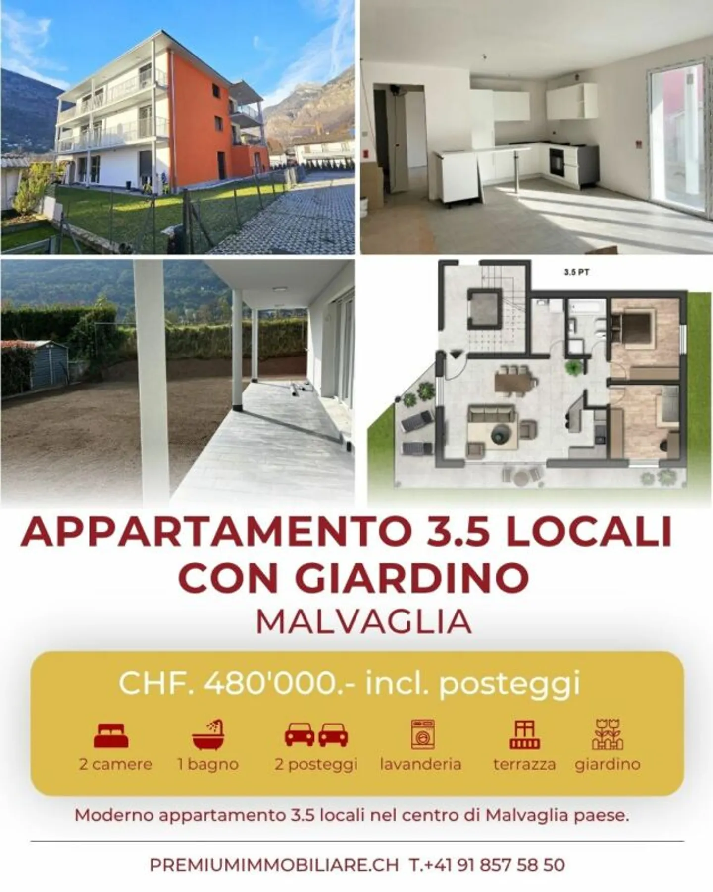 APPARTAMENTO 3.5 LOCALI CON GIARDINO - Photo 1 sur 13