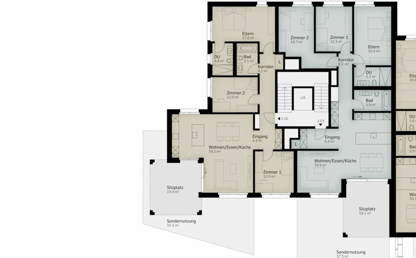 129 m² | Appartamento giardino 4.5 locali | Prima occupazione - Foto 7 di 10