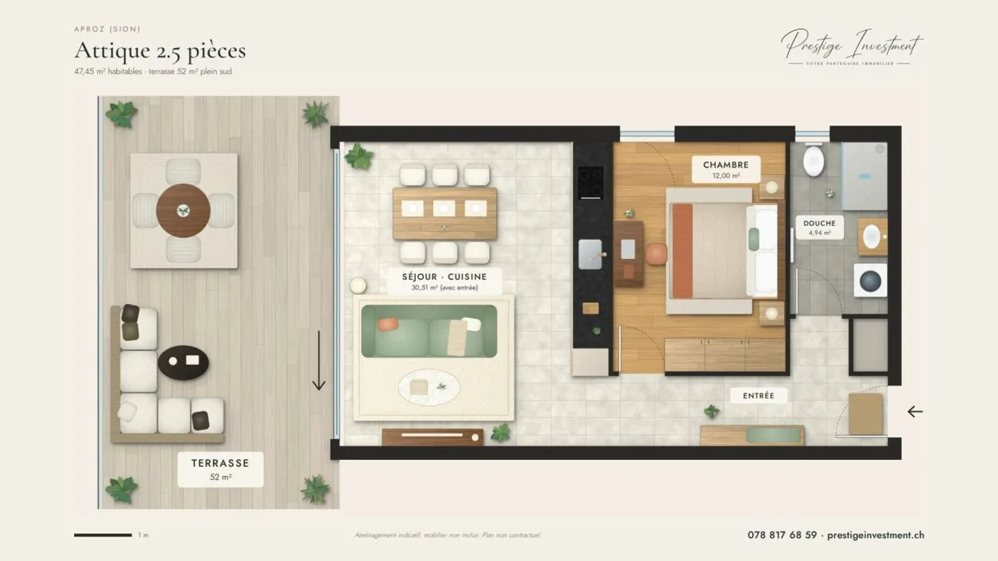 Attique 2.5 pièces neuf à Sion avec terrasse de 52 m² plein sud - Foto 1 von 5