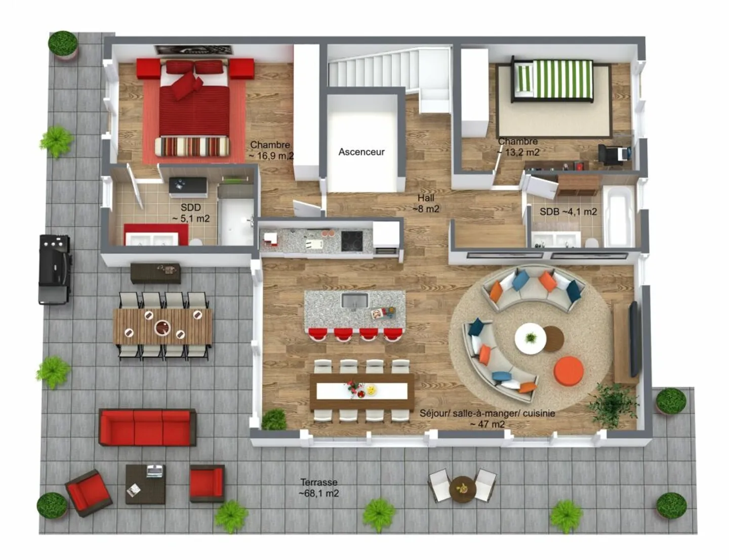 Superbe Attique avec Grande Terrasse - Photo 4 sur 4