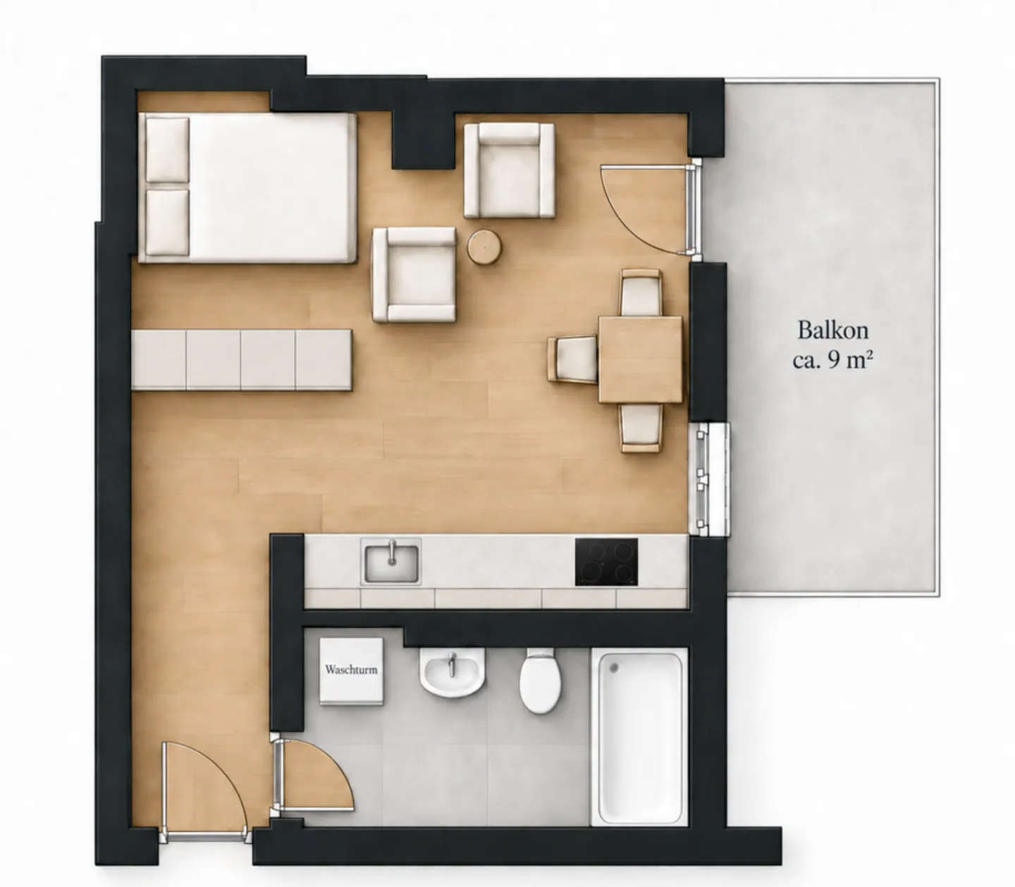 Möblierte 1-Zimmer-Wohnung mit Balkon - Foto 8 von 8