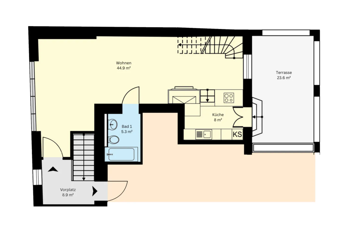 Maisonette à trois étages avec terrasse, lumière et structure - Photo 3 sur 6