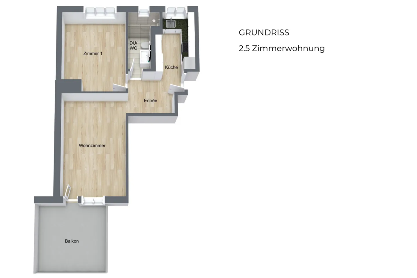 Stilvolles Apartment mit grossem Balkon - Foto 8 von 11