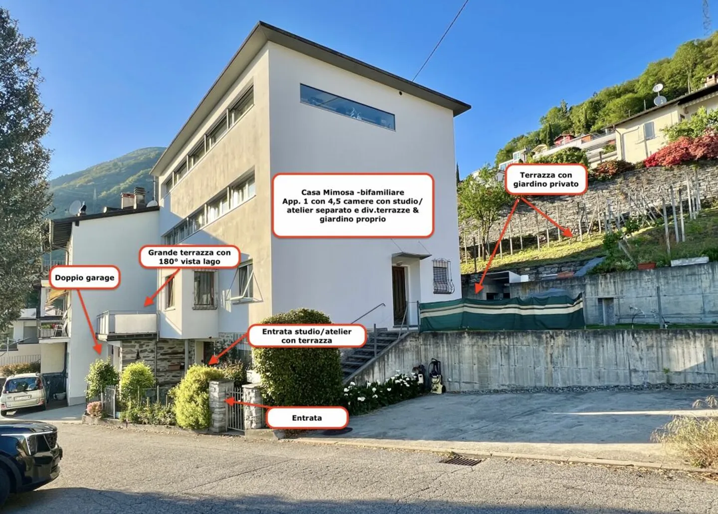 Appartement 4,5 pièces dans une maison bifamiliale avec vue sur le lac à 180°, grande terrasse ensoleillée et jardin privé - Photo 2 sur 13