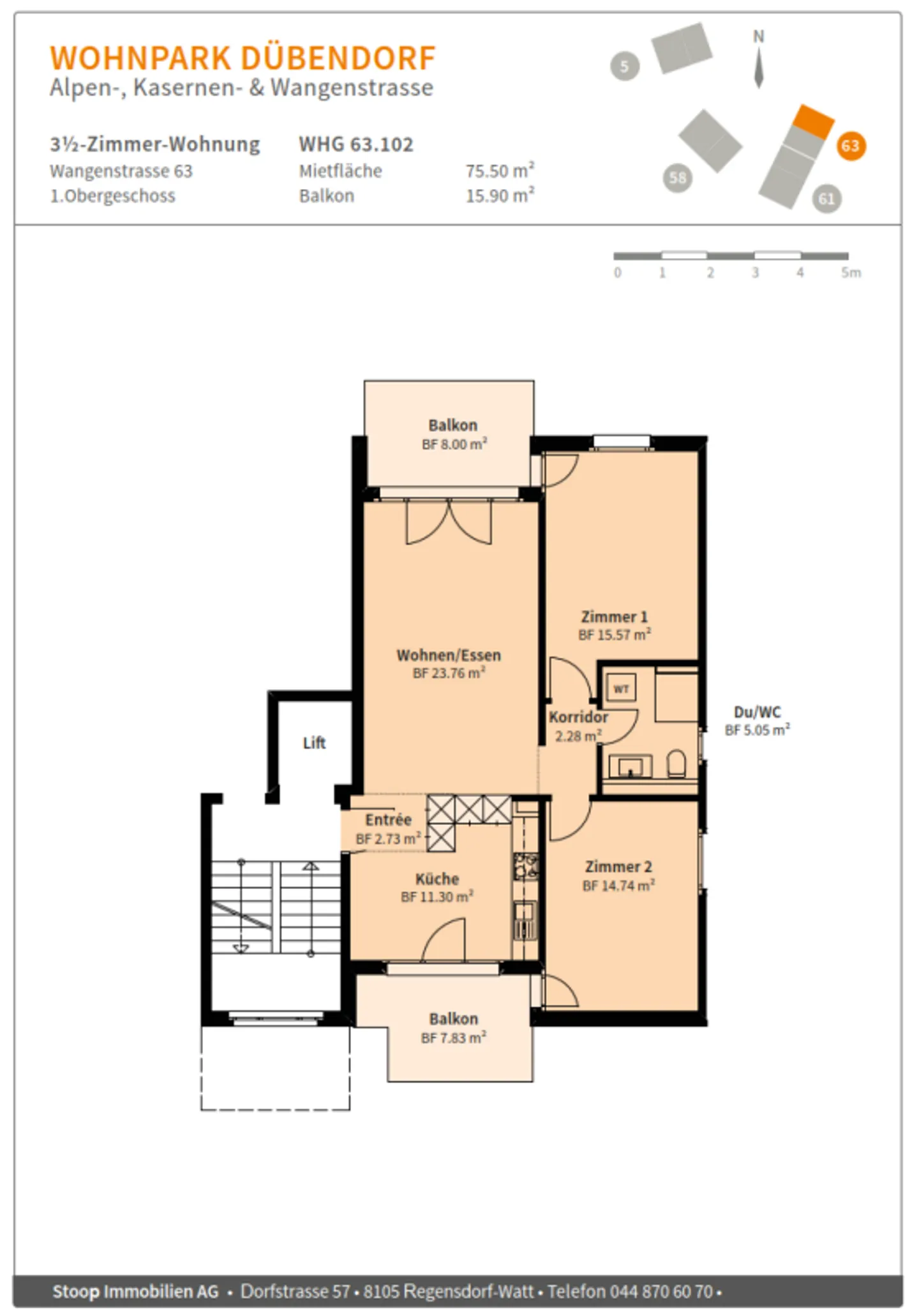 Stilvolle Wohnung mit Balkonen - Foto 6 von 6