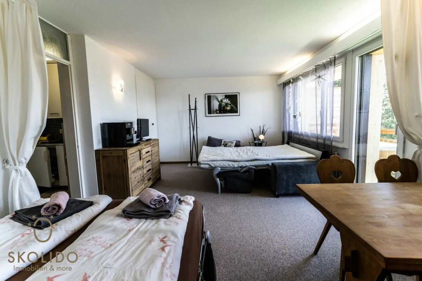 Grosses Studio-Apartment mit unverbaubarem Weitblick in der Aletscharena - Photo 6 sur 13