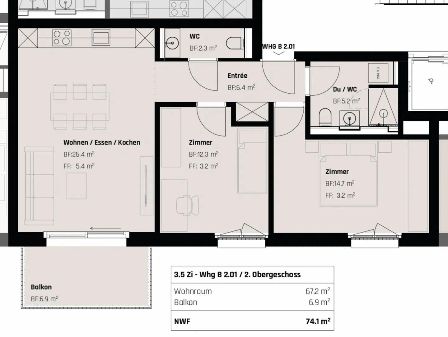 Neubauwohnung mit 3.5-Zimmern an zentraler Lage in St. Gallen - Photo 11 sur 11